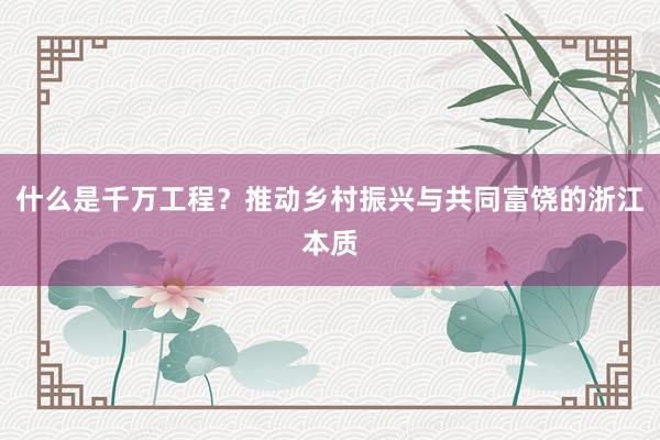 什么是千万工程？推动乡村振兴与共同富饶的浙江本质